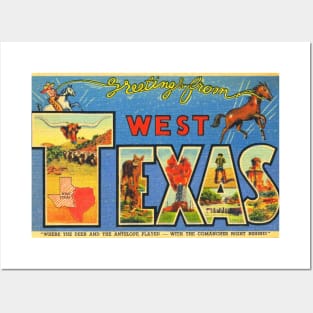 Greetings from West Texas - Vintage Large Letter Postcard Posters and Art